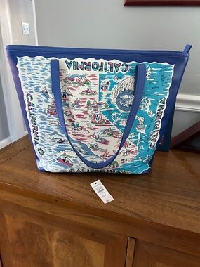 NWT Talbots California Map Blue Tote Bag